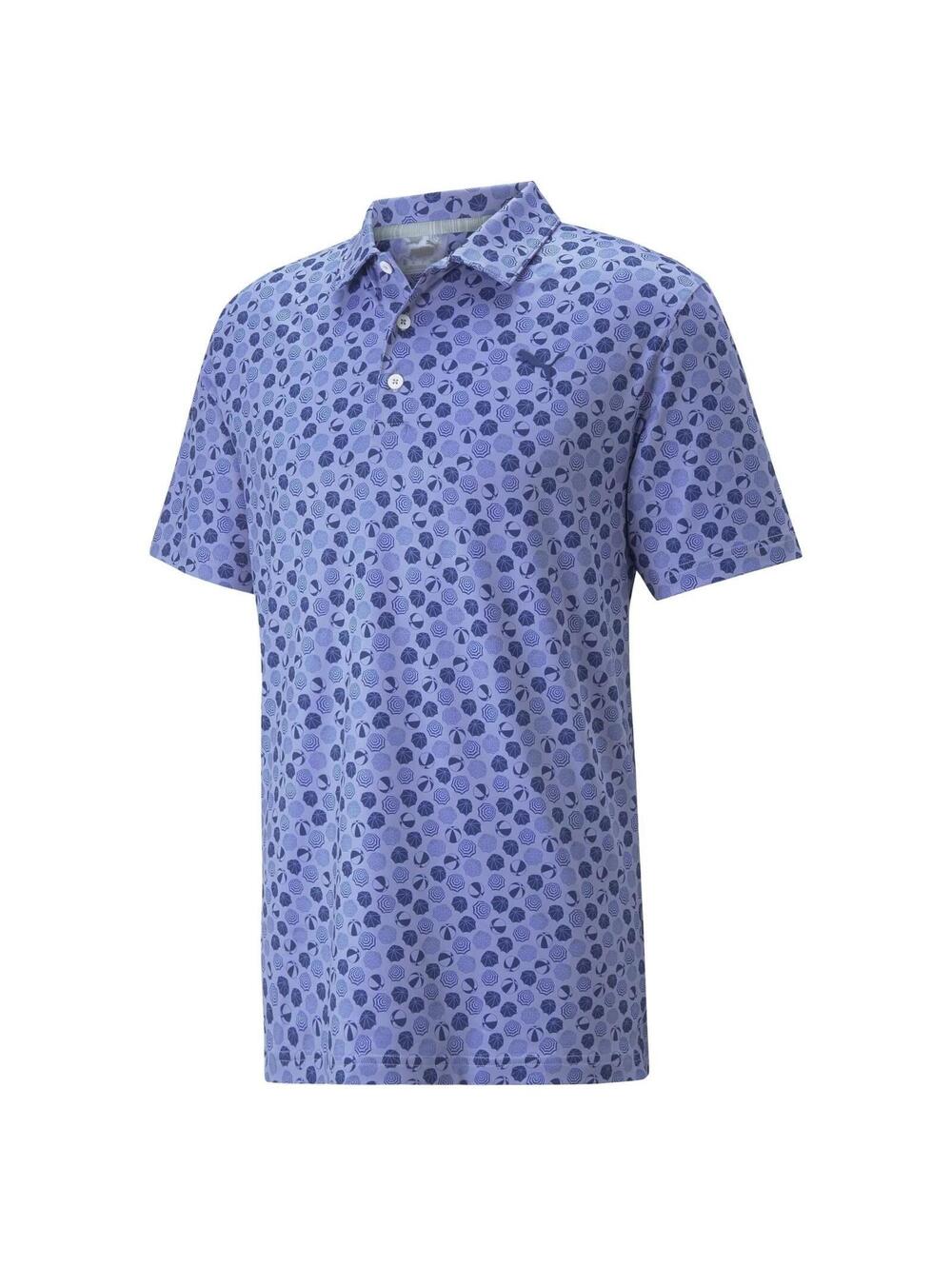 Puma Golf Polo Shirt Men XL Blue Beach Trip Umbrella Performance Mattr 535444-03